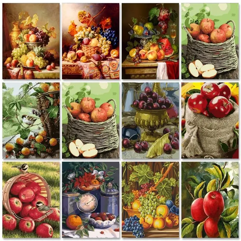 

RUOPOTY Acrylic Paint Frame Picture By Numbers Kit Fruits Modern Handicrafts Painting By Numbers 40x50cm For Home Decors
