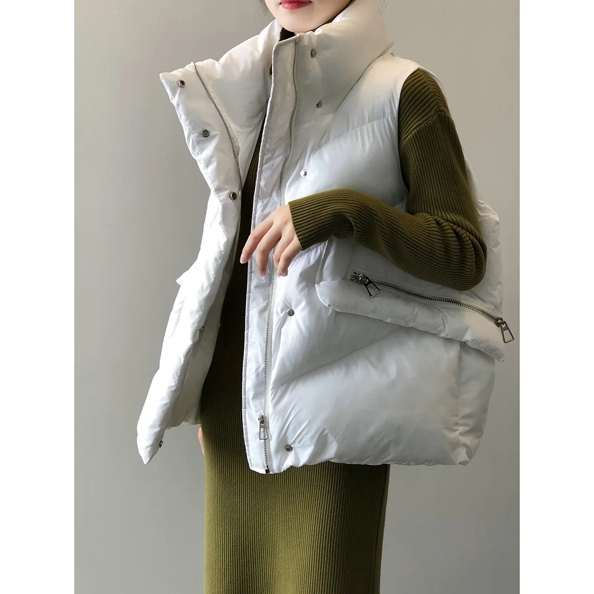 

HXJJP корейский теплый хлопковый жилет с воротником-стойкой, куртка для женщин, новинка зимы 2022, Свободное пальто без рукавов, женская верхняя одежда и пальто