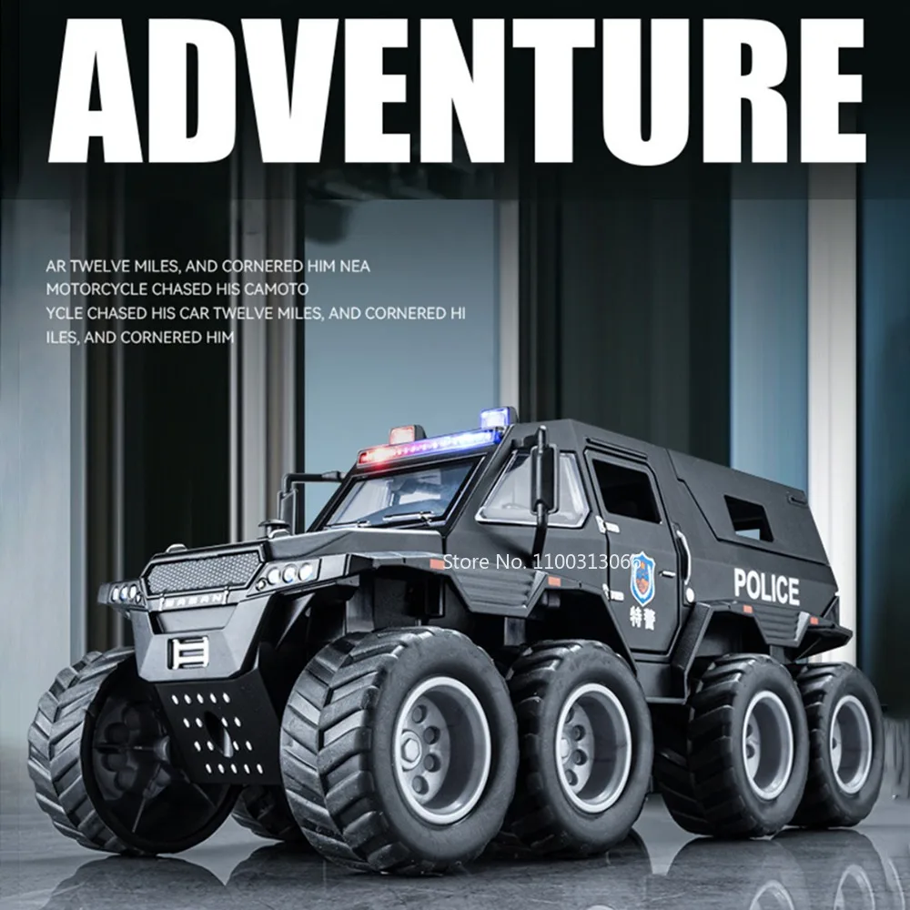 Модель автомобиля Avtoros Shaman 8x8 1:32, модель внедорожника из сплава под давлением со звуком, модели игрушек для мальчиков, коллекция подарков