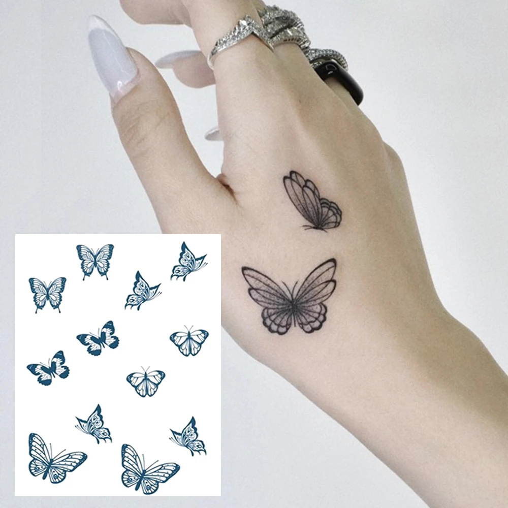 Временные тату-наклейки 2 шт. водонепроницаемые боди-арт Бабочка Маленькие