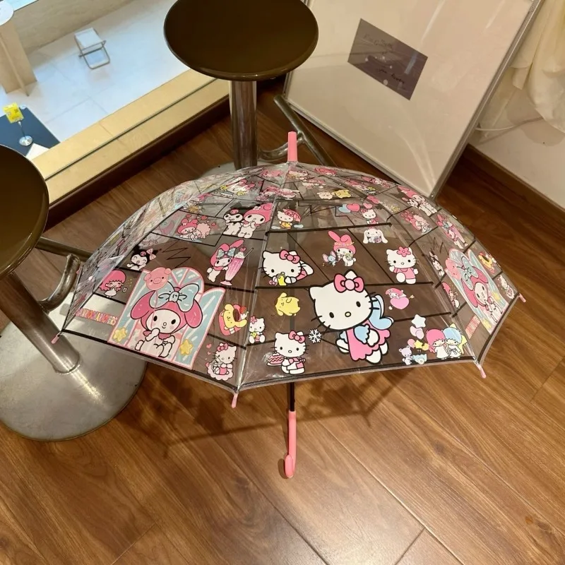 Фото Новый прозрачный зонт Sanrio Hangyodon 2026 года, автоматический, ветрозащитный, утолщенный, портативный, с Куроми и Синамороллом, для девочек-подростков, на каждый день, игрушка №3