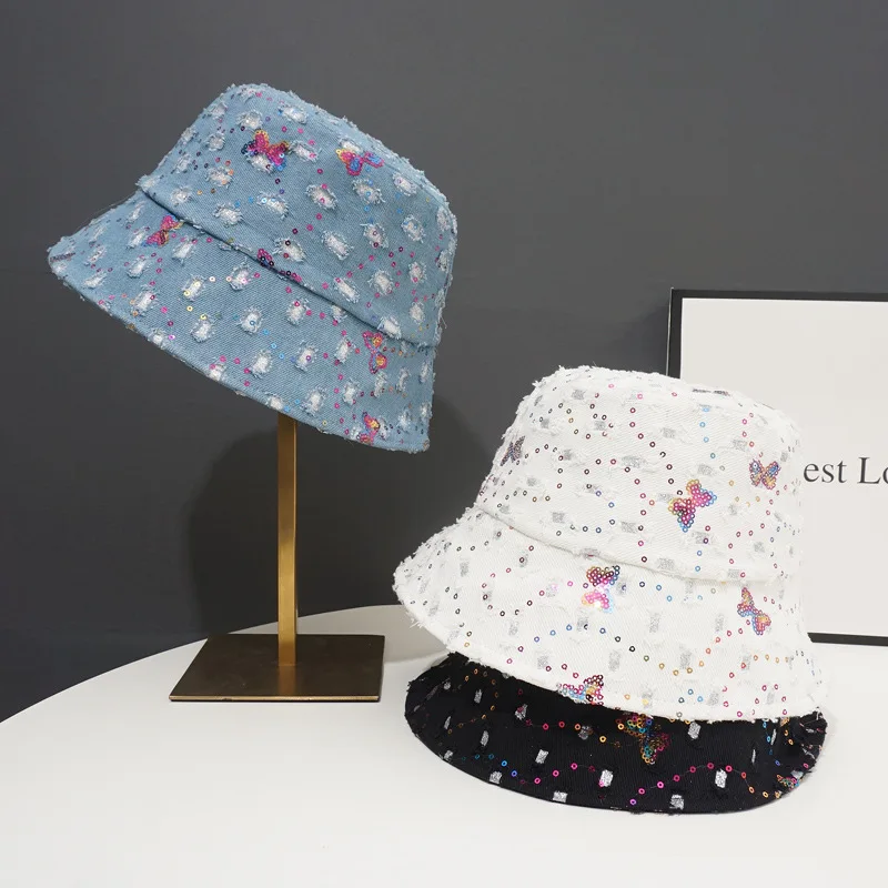 

Корейская версия, новая женская джинсовая Панама для весны и осени, женская уличная шляпа с затенением, Модная Складная Кепка для раковины