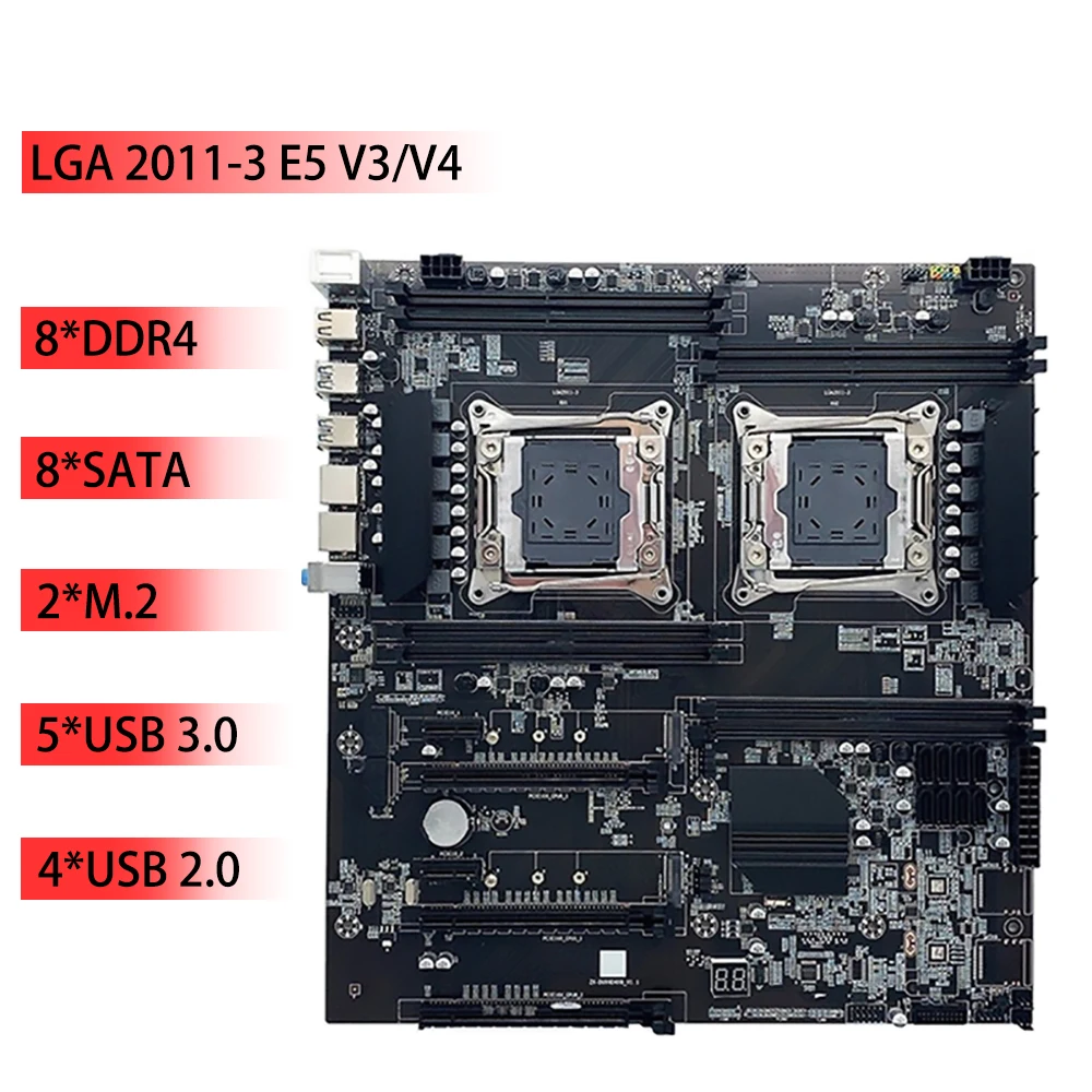 

Материнская плата X99 с двумя процессорами LGA 2011-3, процессор RECC DDR4, память USB3.0 SATA3, двойной M.2 слот, 8 DIMM DDR4