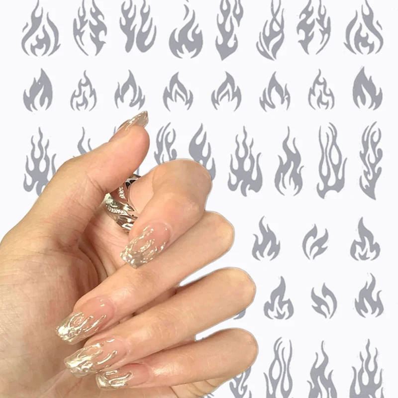 

Fashion Flame Adhesive 3D Nail Stickers Gradient Honeycomb Geometric Transfer Water Sliders Manicures Decoration DIY Nail Art