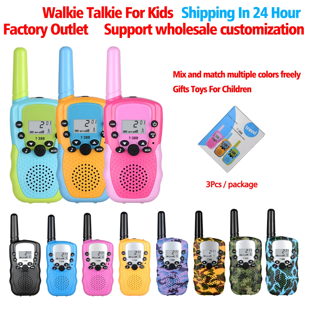 3 Pz Bambini Walki Talki Celular Ricetrasmettitore Palmare Telefono Radio Interfono 6Km Mini Giocattoli Talkie Walkie Regali Ragazzo Ragazza Tablet