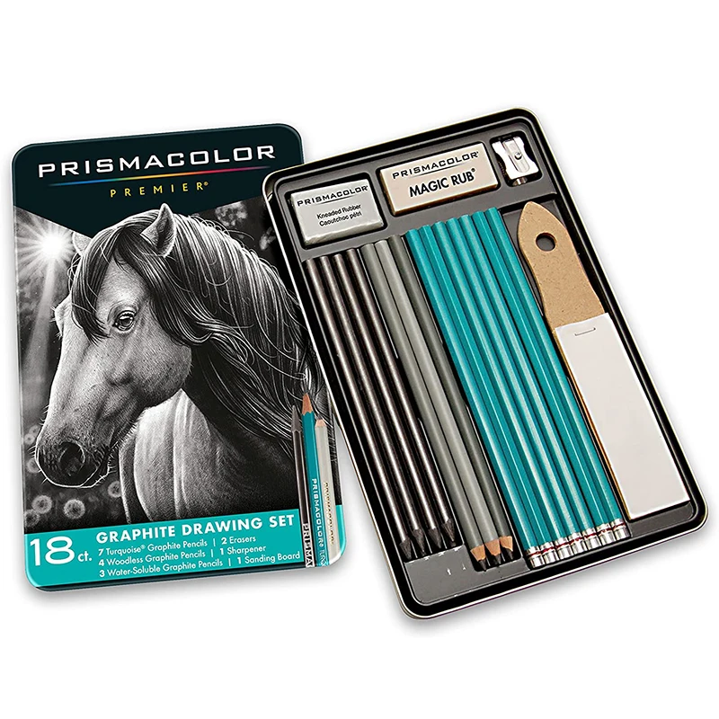 S With Erasers & Sharpeners, Artist 18 Piece Professional Dr