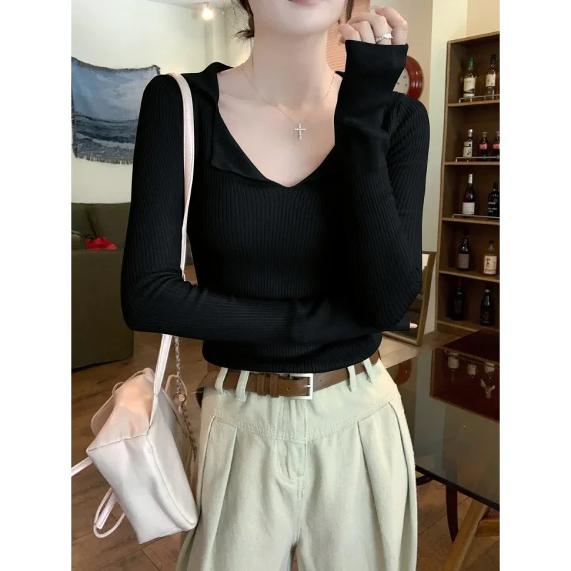 Женский вязаный свитер с длинными рукавами осень 2023 новинка высокого класса