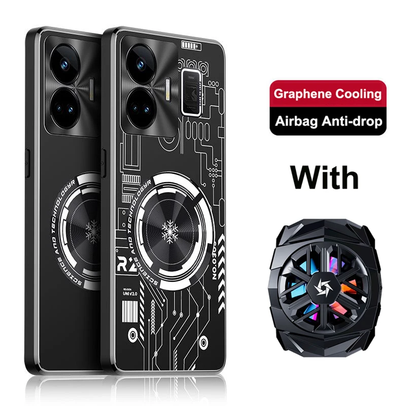 

For Realme GT Neo 5 Case Neo5 Copper Aluminum Alloy Heat Dissipation Breathable + Radiator For OPPO Realme GT Neo5 GTNeo5 5G