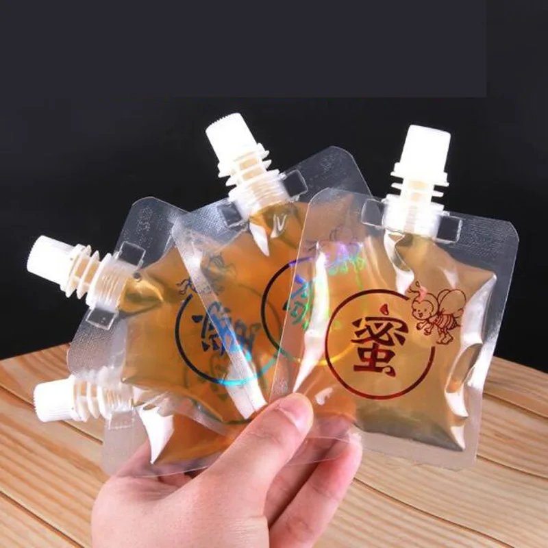 

50pcs Plastic Drink Bag Packaging Spout Pouches for Honey Outdoor Storage Bag 20ml 30ml 50ml 70ml Small Capacity