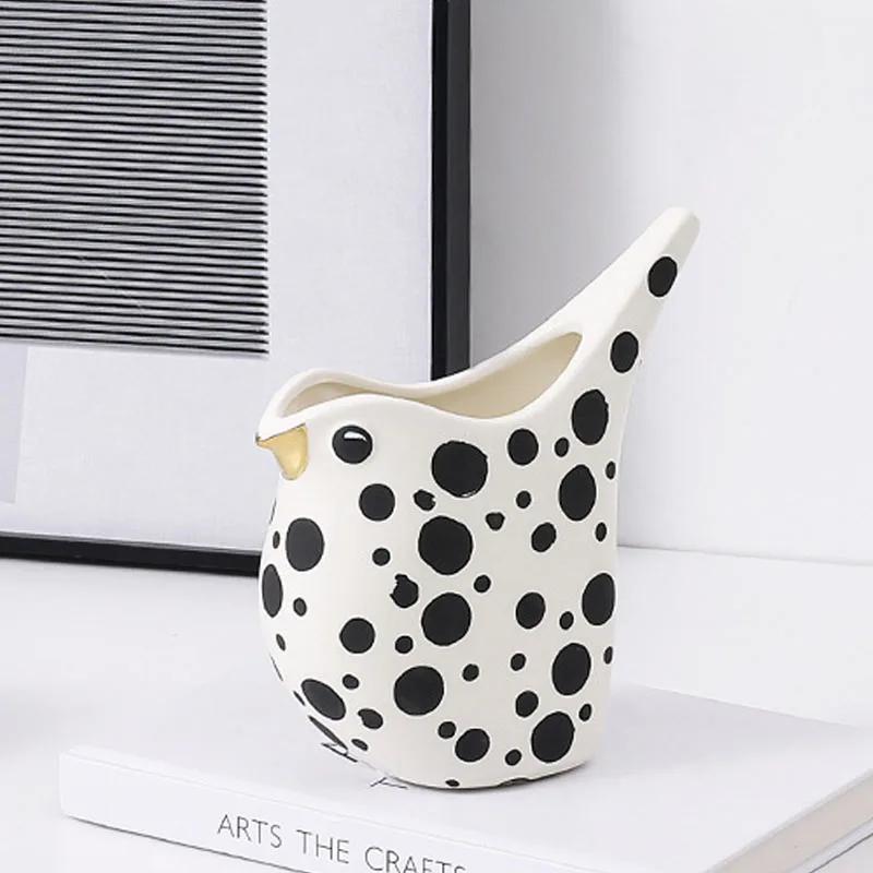 Nordic Abstract Hand-painted Spotted Bird Artware Sculpture Home Decoration Accessories Modern Ceramic Statue Room Decor Craft