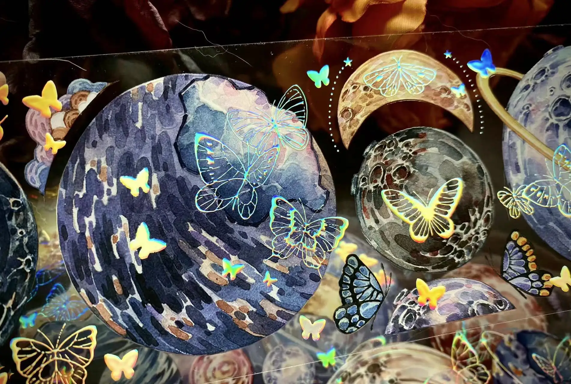 

Stardew Phantom Butterfly Crystal Shiny PET Tape Planner DIY Card Making Scrapbooking Plan Decorative Sticker
