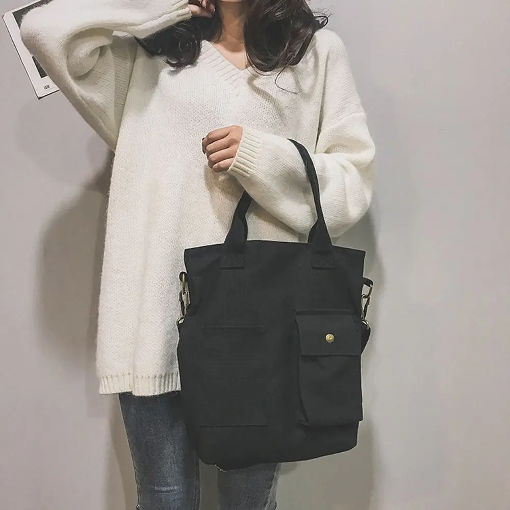 

Inner Pouch Handbag Travel Shopping Bag Canvas Shoulder Bag Solid Color Messenger Bag Korean Style Handbag Women Crossbody Bag