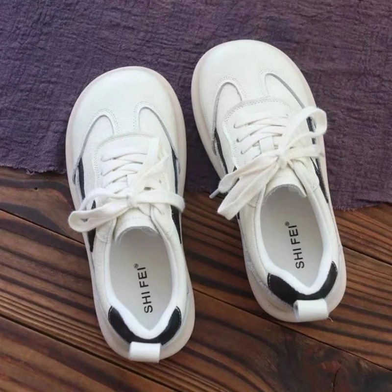 Высококачественные женские кожаные оксфорды на платформе толстые туфли Tottom