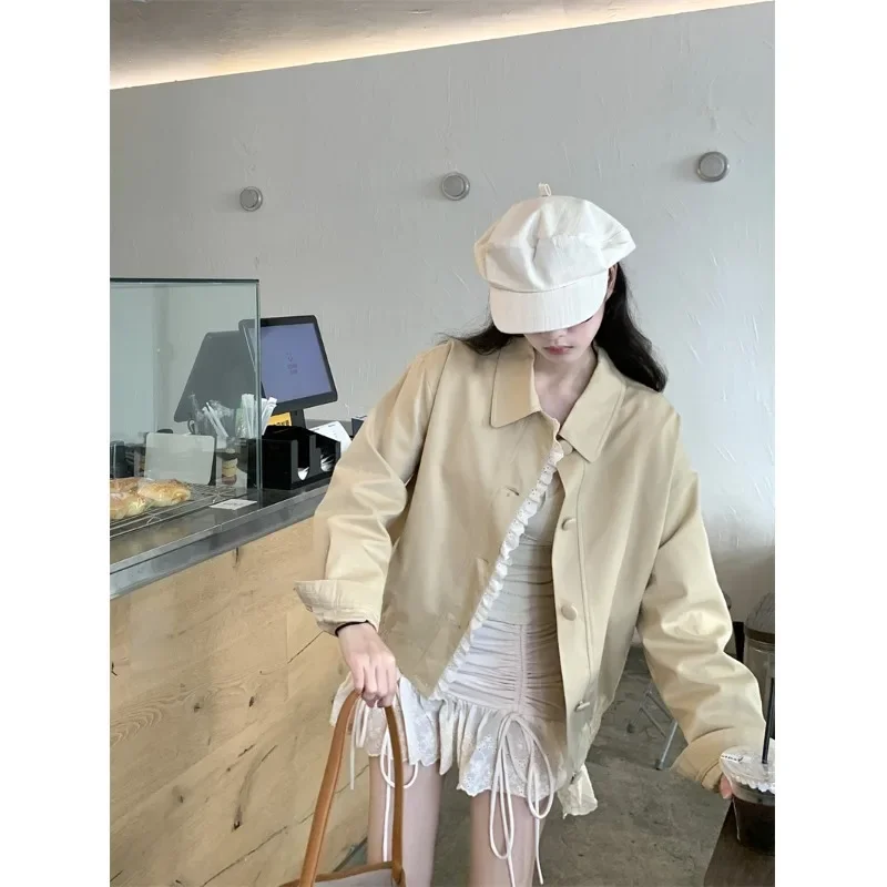 Элегантная утягивающая женская куртка свободного кроя осенняя ранняя сезонная