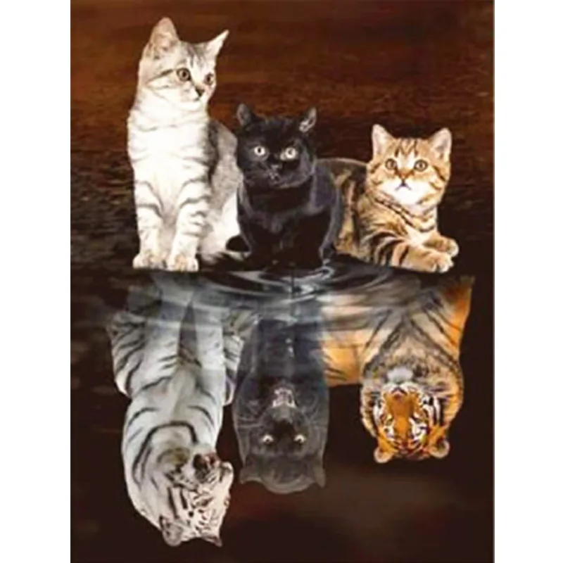 

Diamond Painting Animal Cat And Tiger 5d Diy Mosaic Full Square Round Drill Diamant Of Rhinestone Daimond Embroidery Picture