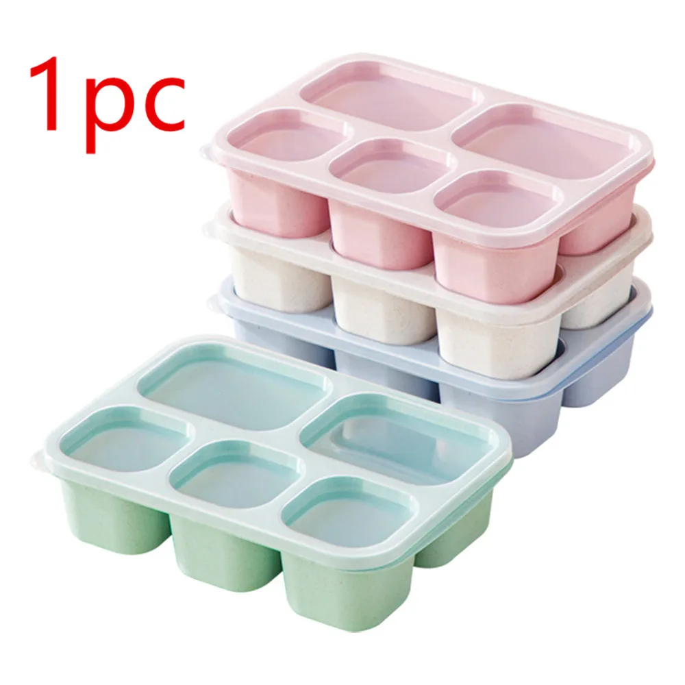 

1 шт., ланч-бокс Bento, многоразовый ланч-бокс для детей с 5 отделениями, контейнеры для приготовления еды с прозрачными крышками для детей и взрослых