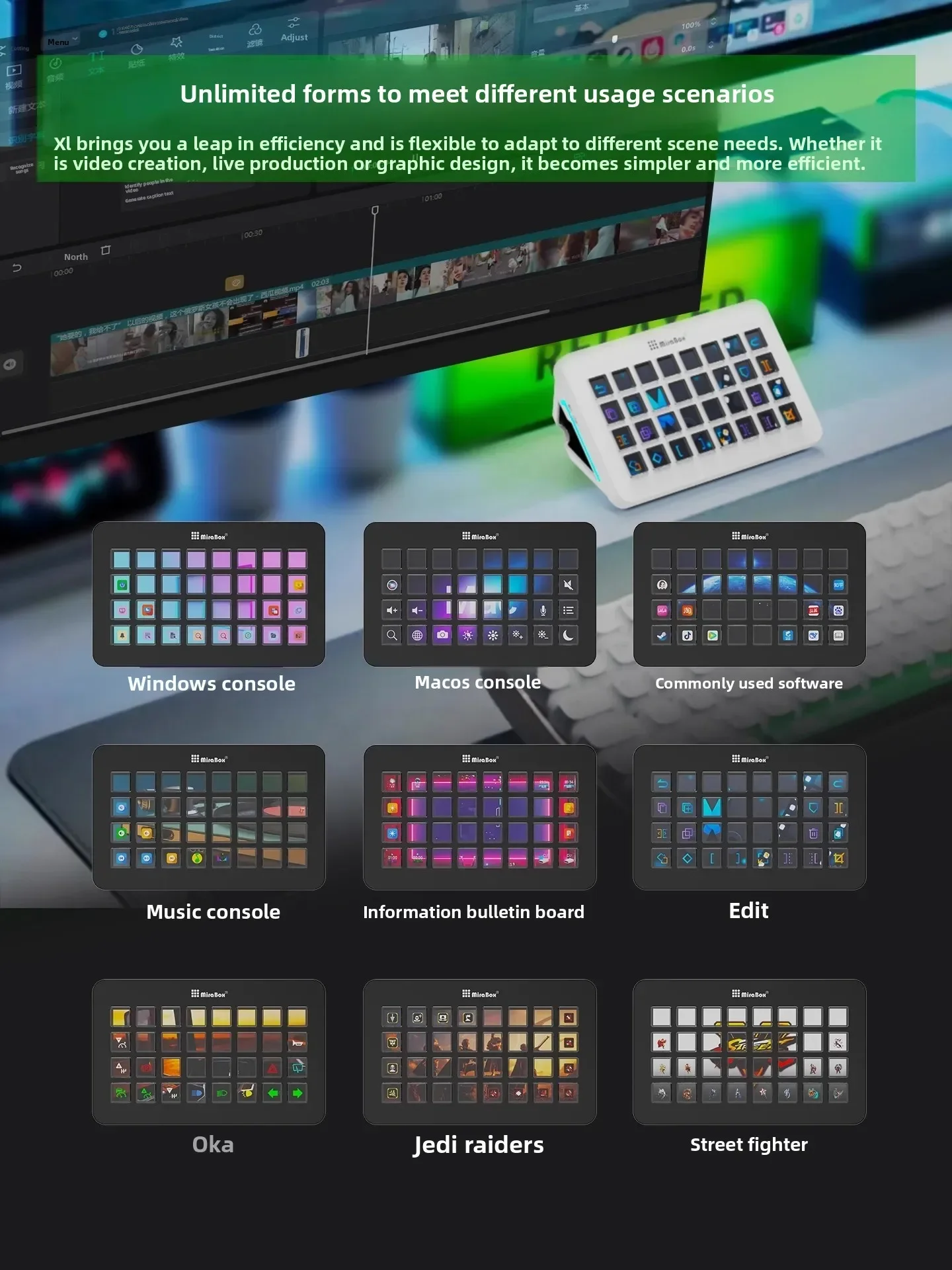 Макро-клавиатура Mirabox XL Stream Deck, 32 программируемые клавиши, визуальная живая консоль, центральное управление, игровые аксессуары для ПК (art.: 3920d48dcf026) - 3920d48dcf026