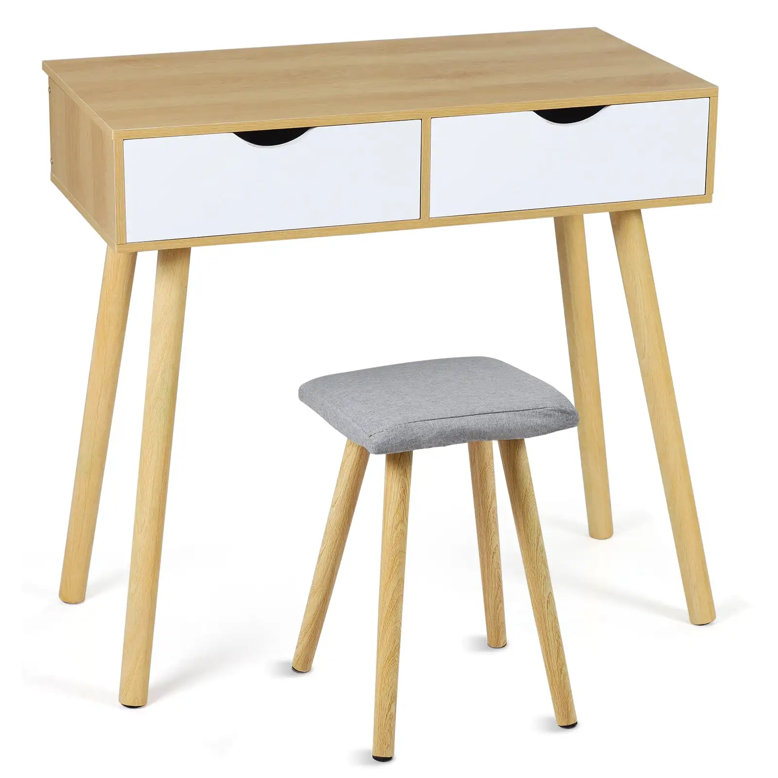 

Light Brown Modern Bedroom Vanity Set Makeup Table with 2 Drawers Brown