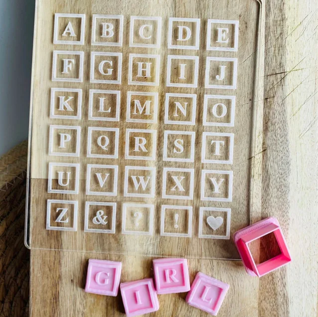 

Cake Tool 15*17cm Alphabet Stamp Acrylic Outboss Pla Cutter Reverse Embosser Fondant Cake Mould Baking Tools DIY
