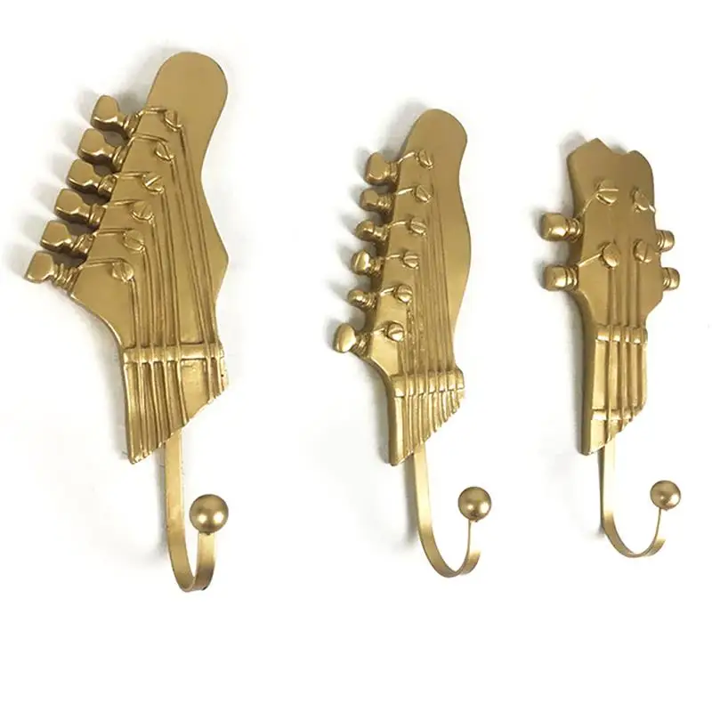 

3Pcs Wall Mounted Hooks Guitar Head Shape Home Clothes Hat Hanger Scarf Handbag Hanger Office Decoration Organizer Bracket