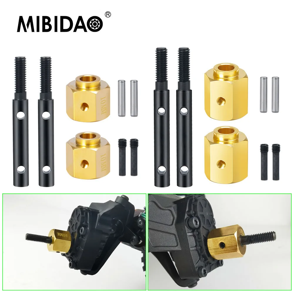 

MIBIDAO Metal Portal Axle Drive Gear Shaft+ Brass Extended Adapter for Axial SCX10 III Wrangler Gladiator Base Camp 1/10 RC Car