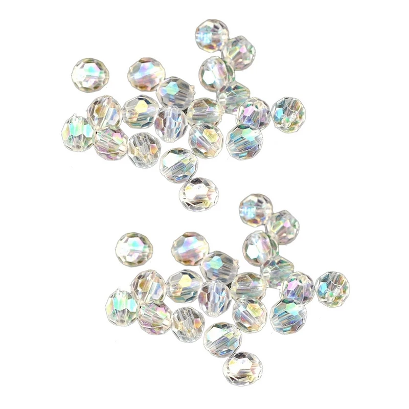 

1000X Transparent AB Color Round Faceted Acrylic Crystal Spacer Beads 6X6mm Dia - Jewellery Making Findings,DIY Crafts
