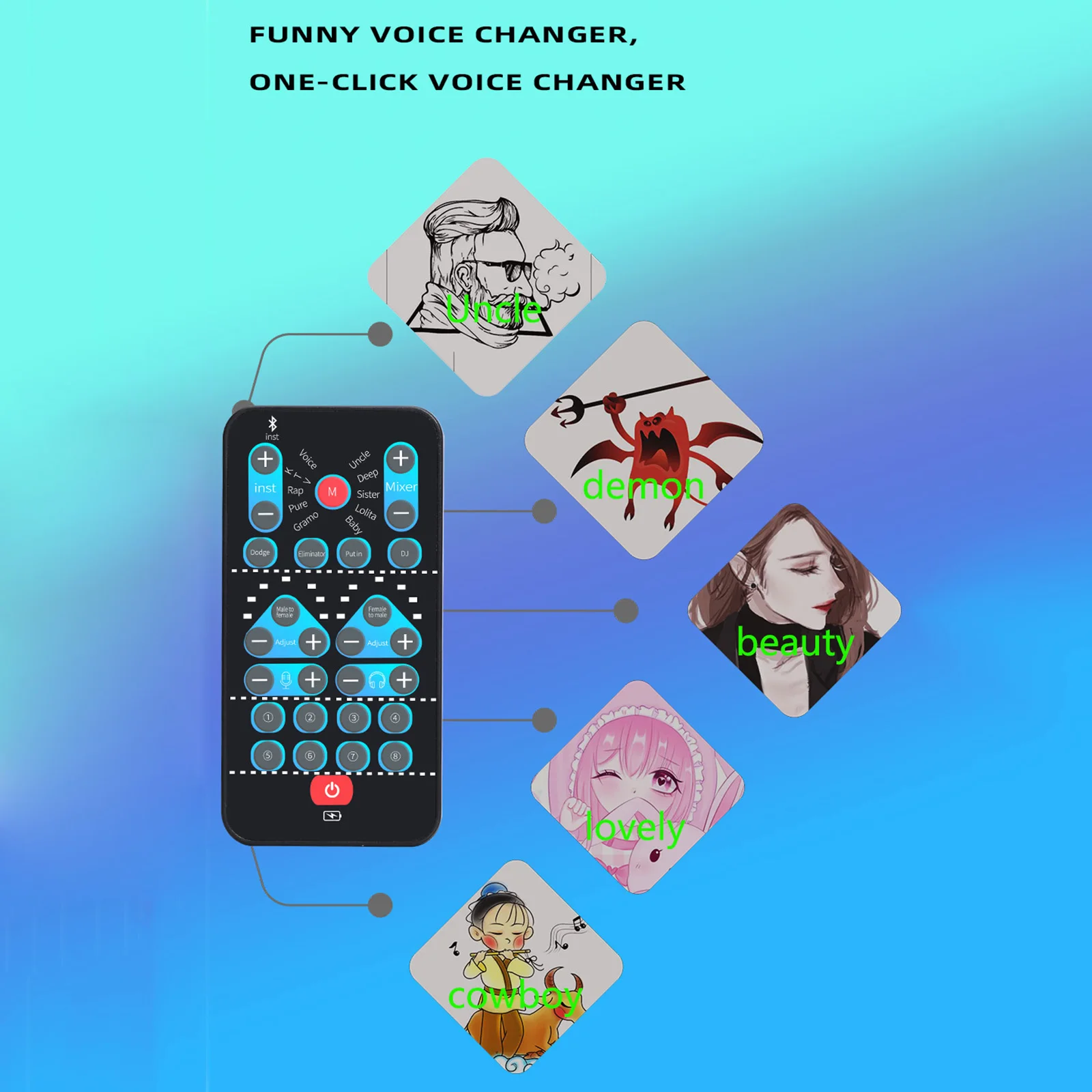 

10 Kinds Sound Changes Microphone Voice Changer for Smartphone PC Tablet Laptop Live Streaming Mini Voice 8 kinds sound effects