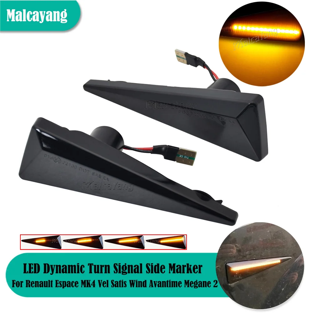 

For Renault Avantime Espace MK4 Megane MK2 WindVel Satis Scenic MK2 2pcs Dynamic LED Flashing Turn Signal Side Marker Lamp