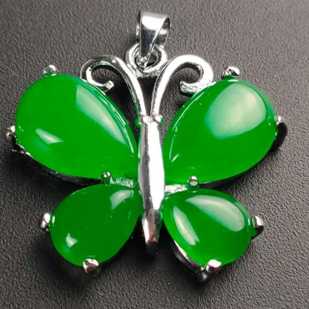 

Natural Jadeite Green Jade Butterfly Lucky Rope Pendant Chakra Elegant Practice Restore Calming Inspiration All Saints' Day Gift