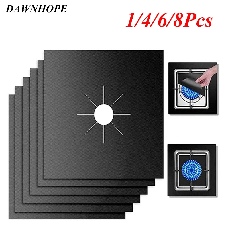 1/4/6/8PC Gas Stove Protectors Cooker Cover Liner Clean Mat Pad Gas Stove Stovetop Protector for Kitchen Cookware Accessories
