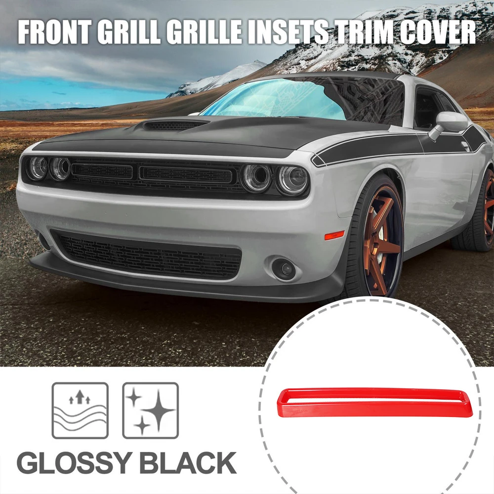 

1 Set Red Yellow Front Grill Grille Inserts Cover Trim for Dodge Challenger 2015-20