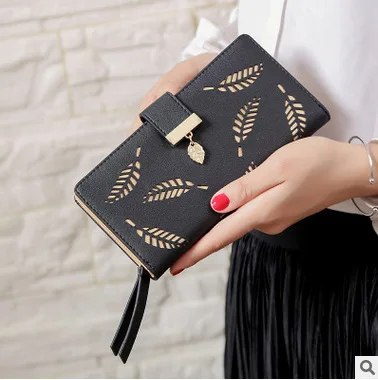 2021 брендовый женский кошелек с золотыми полыми листьями клатч из мягкой