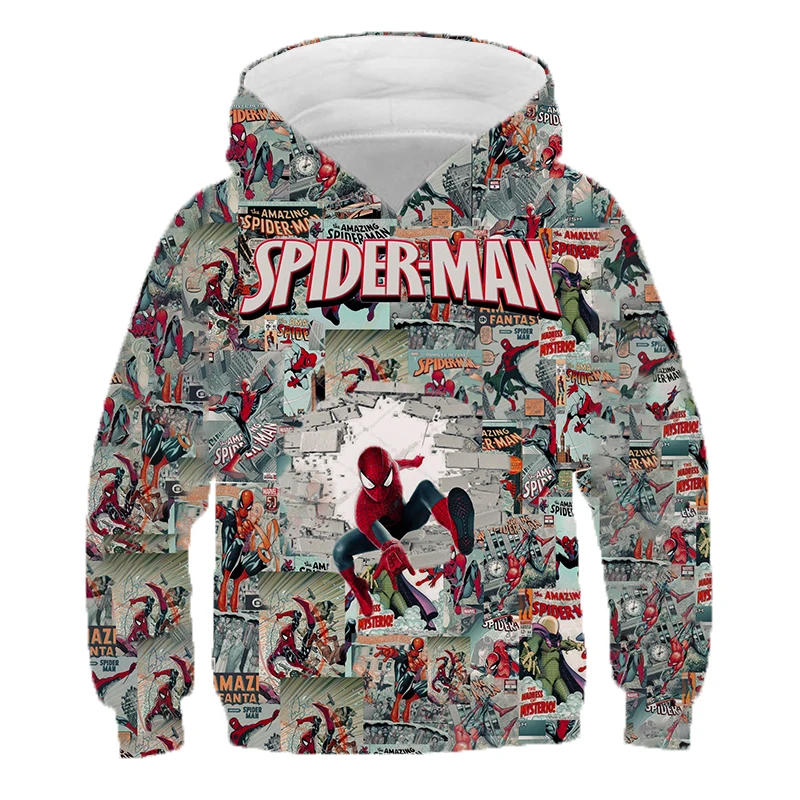 2022 Kids Baby Boy Cartoon Sweatshirt Kids Tops Kids Boys Girls Tops Clothes Spider Print Hoodie 4 5 6 7 8 9 -14 Years Old