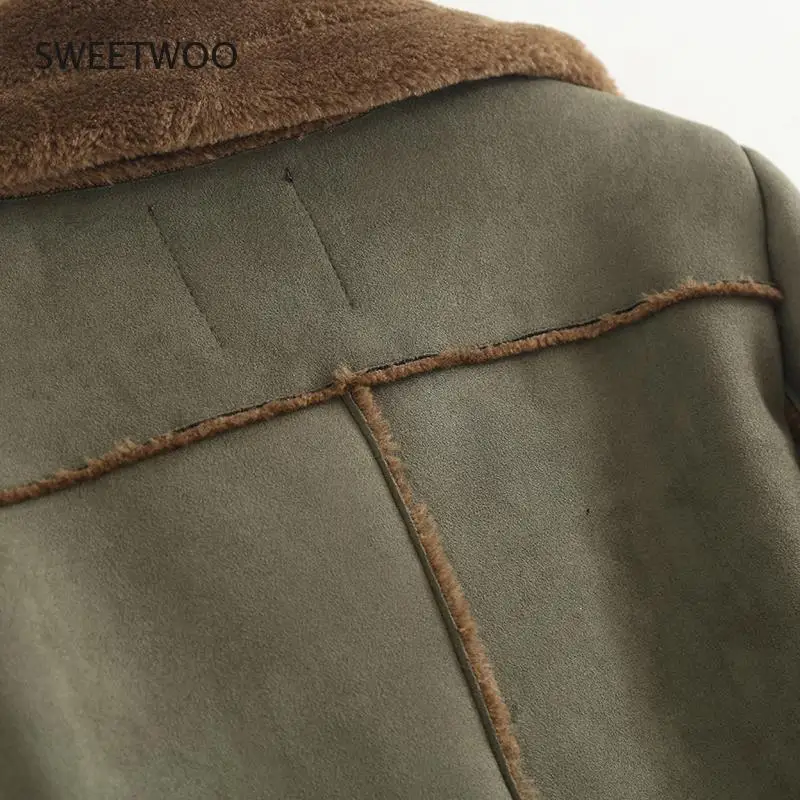 Faux Fur Thick Parkas Winter Warm Fashion Outerwear Women 2020 Streetwear Fake Sheepskin Coats Female Army Green Jackets Slim