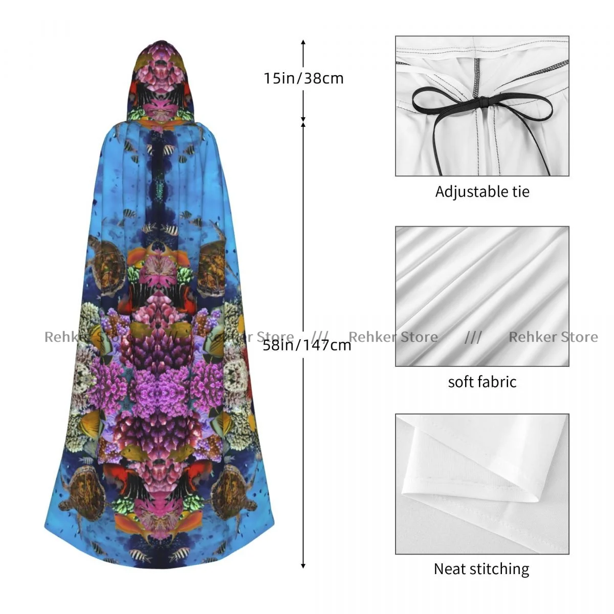 Подводный мир морская черепаха коралловый риф плащ с капюшоном для косплея