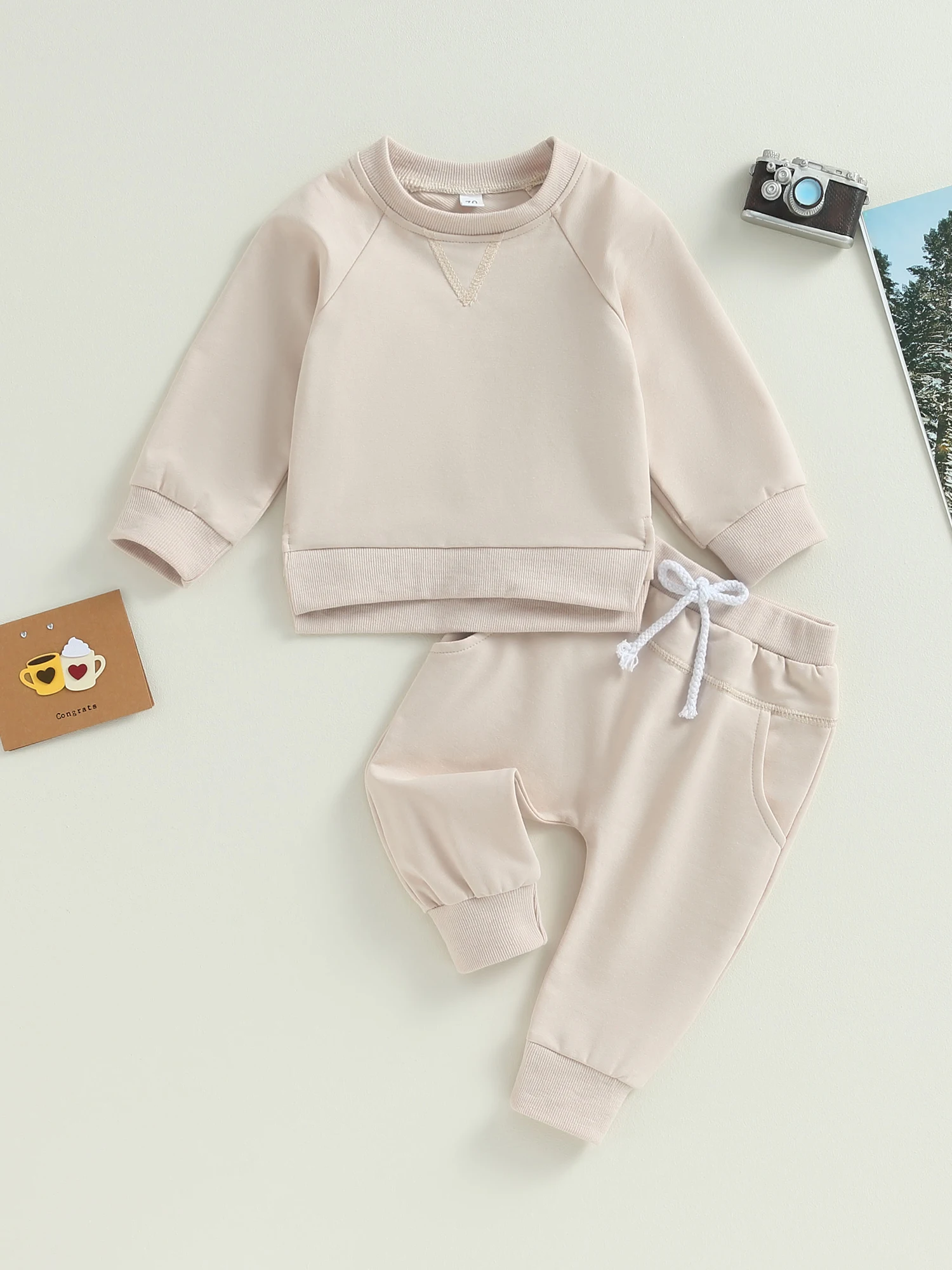 

Adorable Unisex Toddler Sweatsuit Set for Fall and Winter - Cozy Crewneck Sweatshirt and Jogger Pants in Solid Colors