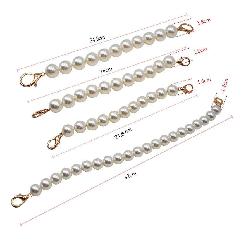 10pcs /lot Women Short Bag Straps Pearl Beaded 21.5cm 30cm Short Shoulder Belt Purse Handle Diy Chain Bag Accessories