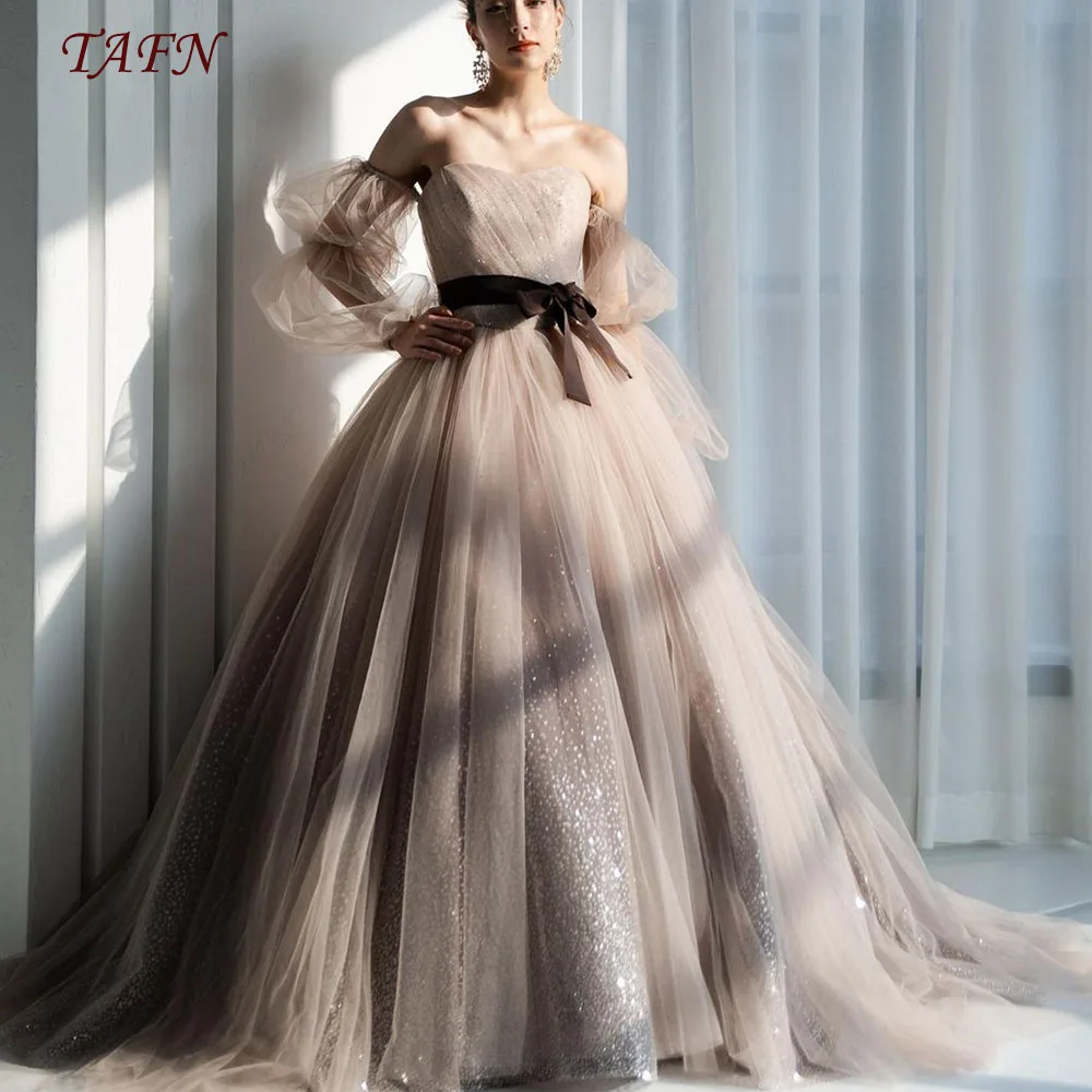TAFN Япония платья для фотосъемки без бретелек трапециевидный Свадебный бальный