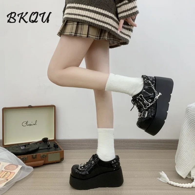 BKQU рок Спайс панк Темный JK Милая крутая шнуровка Пряжка Готический Маффин