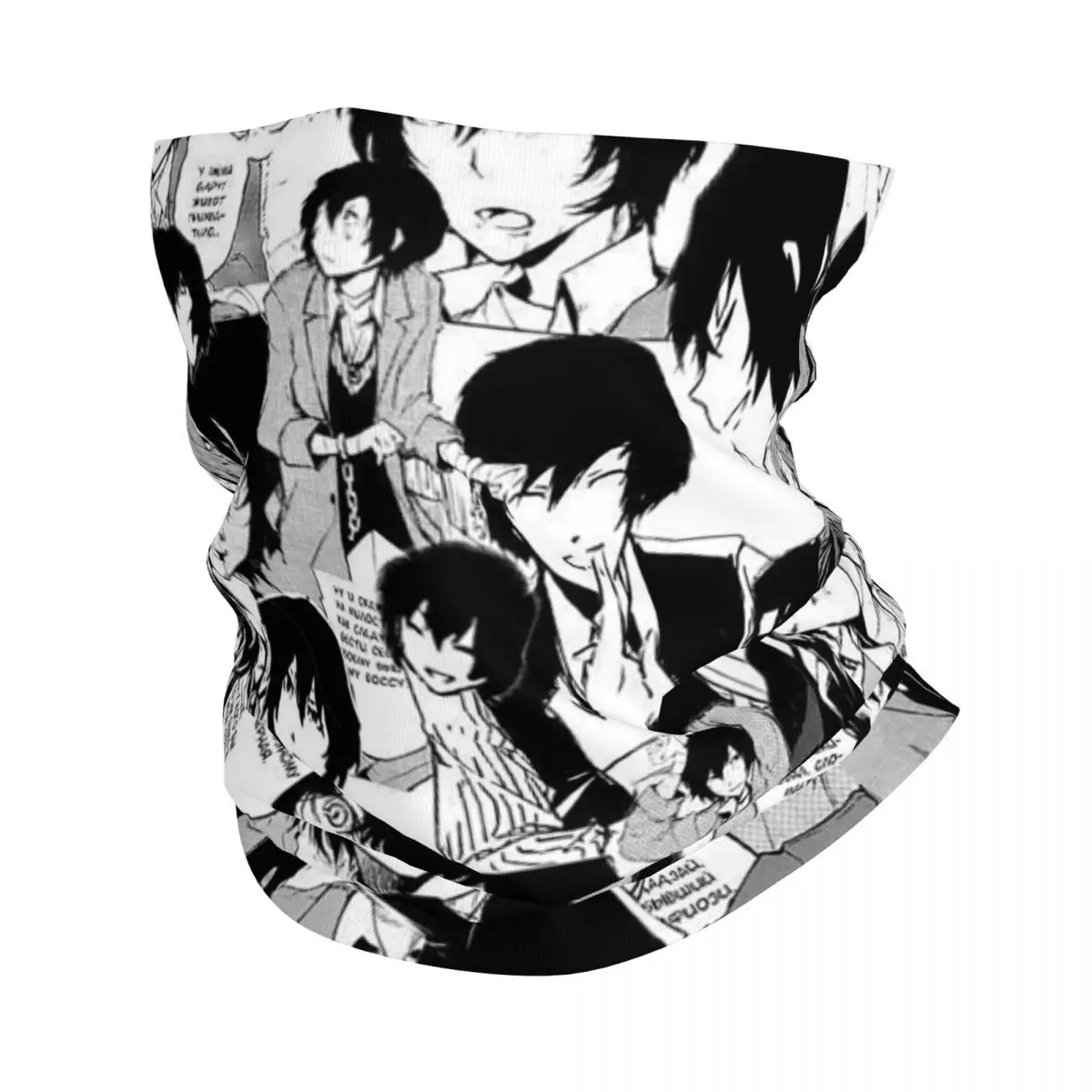 

Dazai Osamu Collage Manga Black And White Bandana Neck Gaiter Balaclavas Magic Scarf Headwear Riding for Men Women Breathable