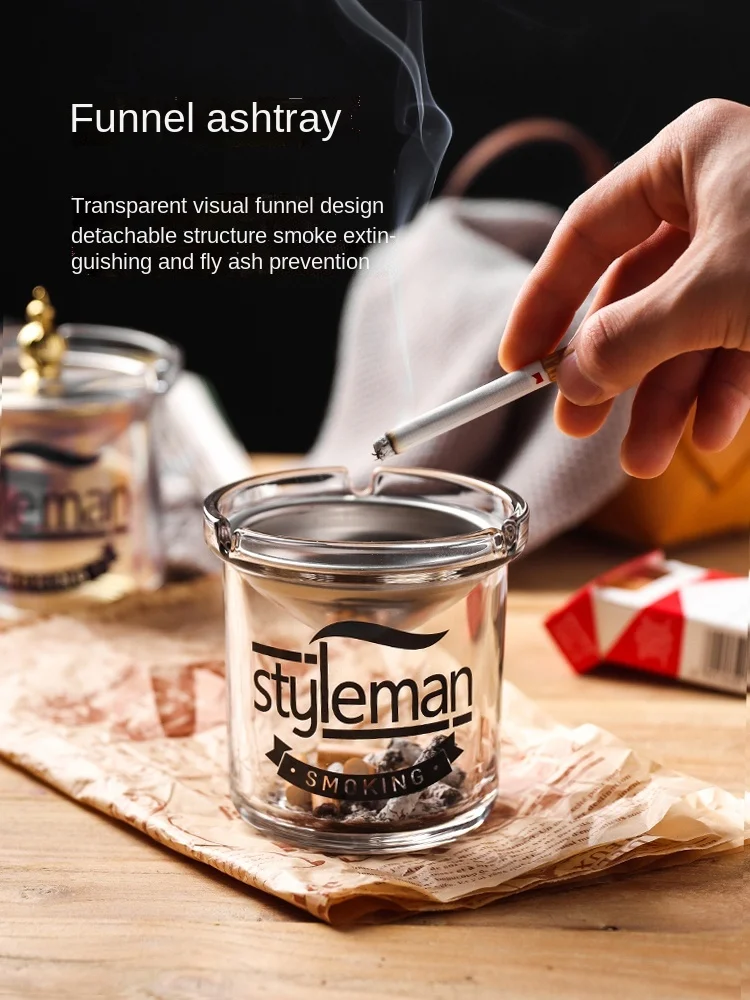 

Funnel Ashtray Creative Personalized Trend Home Living Room Office Prevent Fly Ash Covered with Lid Ashtray