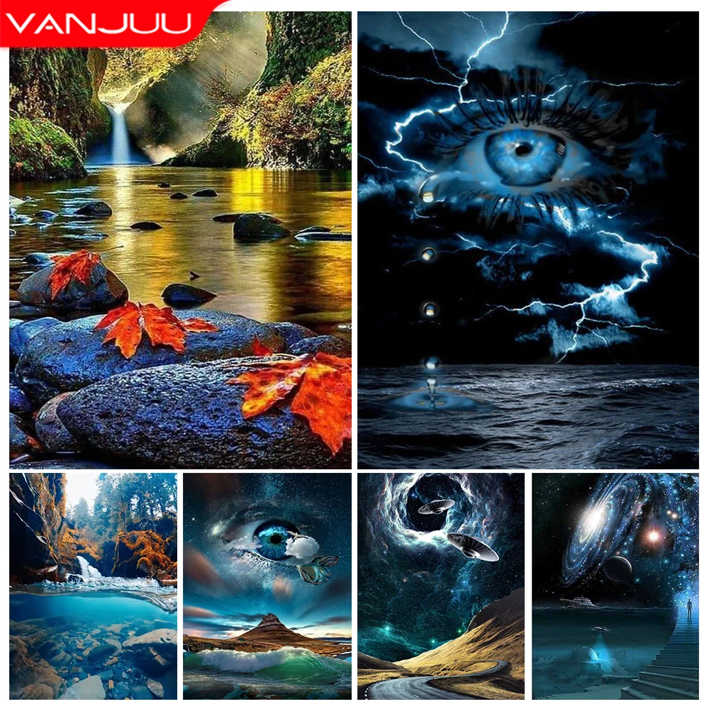

Пейзаж 5D, алмазная живопись, человеческий глаз, Вселенная, мозаика «сделай сам», круглая Алмазная вышивка, комната, Настенный декор, картина Стразы