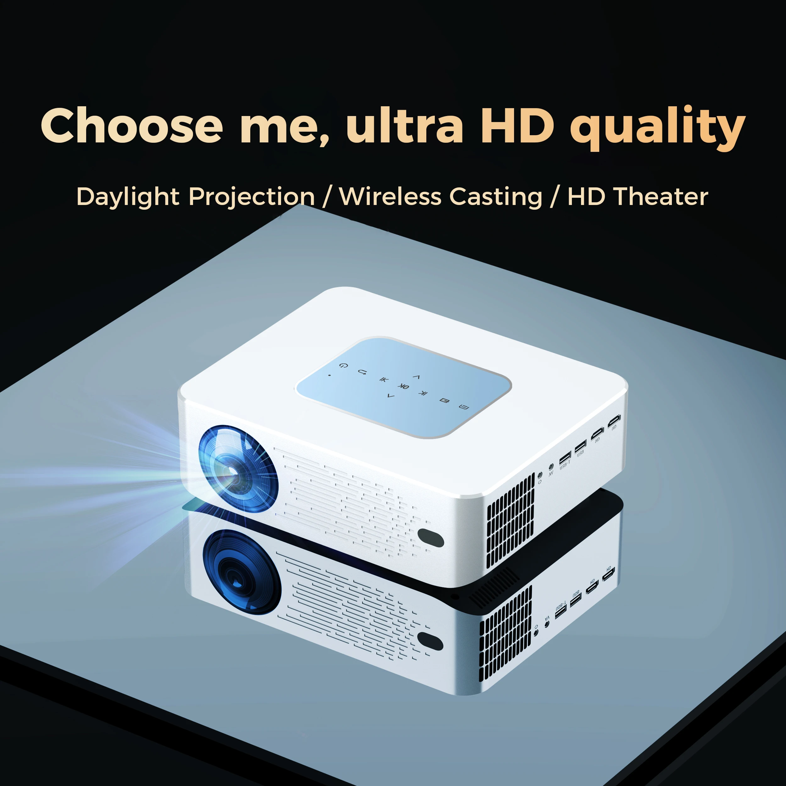 Фото Портативный проектор 4K Full HD 1080P Android светодиодный видео домашний кинотеатр BT5.1 Wi-Fi проектор для мобильного телефона №5
