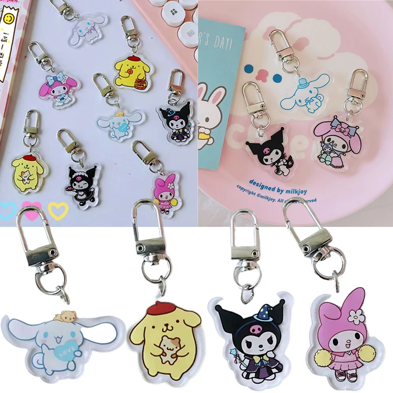 

Hello Kitty Keychain Kawaii Cinnamoroll Melody Pompom Purin Kuromi Keychain Car Key Chain Sanrio Bag Pendant Decoration Trinket