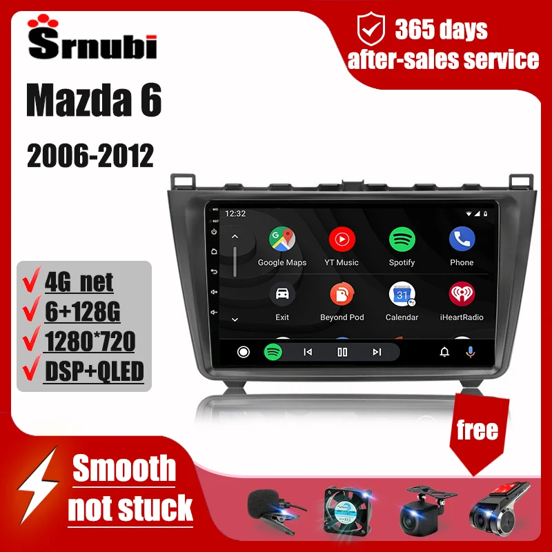 For Mazda 6 2006-2012 Android Car Radio Multimedia Video Touch Screen Speakers Navigation 2 Din DVD Accessories carplay stereo