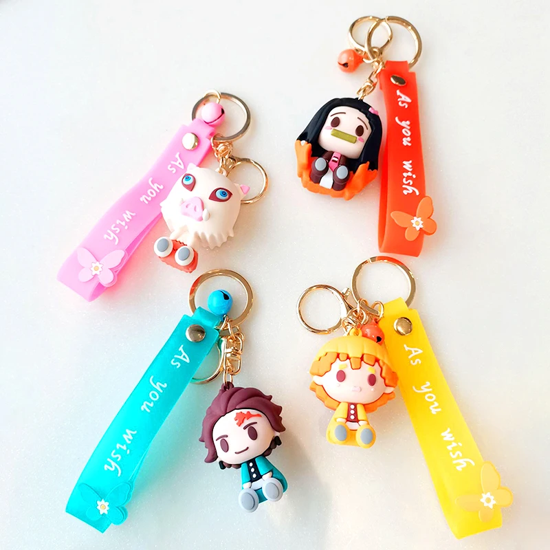

Cartoon Anime Demon Slayer Keychain PVC Nezuko Tanjiro Yin Zhisuke My Wife Sanyi Couple Cute Bag Anime Peripherals Keyring