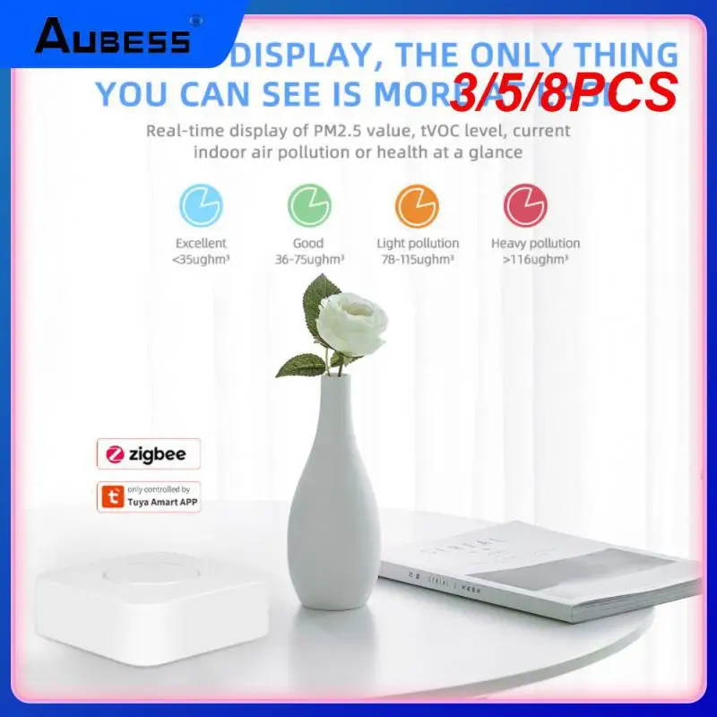 

3/5/8PCS Tuya Smart 6 In 1 Air Quality Monitor Box Automation Alarm Detector Air Housekeeper Smart Home Mini With Zigbee Gateway