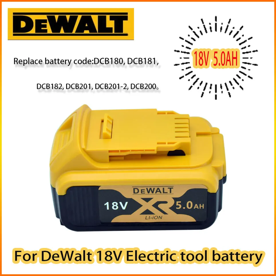 

18V 5.0AH 100% Original for DeWalt rechargeable power tools battery with LED Li-Ion replacement DCB205 DCB204-2