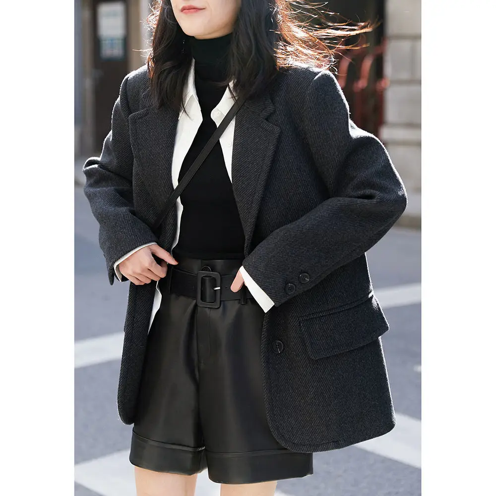 Luxury Long Sleeve Tweed Blazer Women Slim Fit Office Ladies Solid Suit Korean Fashion Coat Designer Blazer