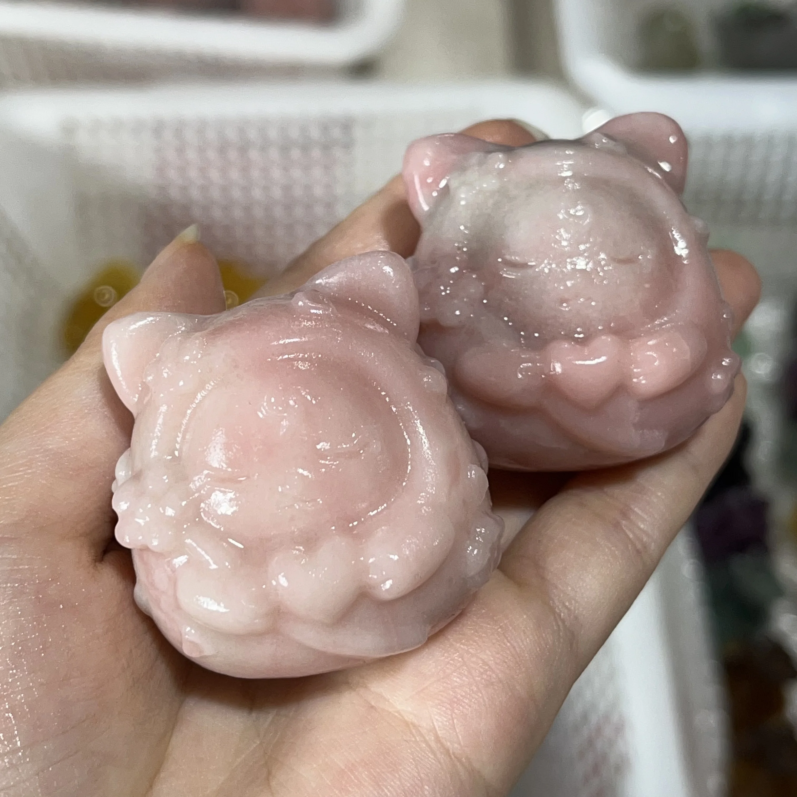 1 шт. статуэтка из натурального розового опала в виде животного